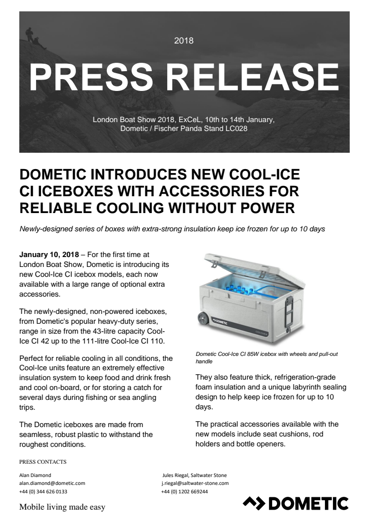 Dometic Introduces New Cool-Ice CI Iceboxes with Accessories for Reliable Cooling Without Power