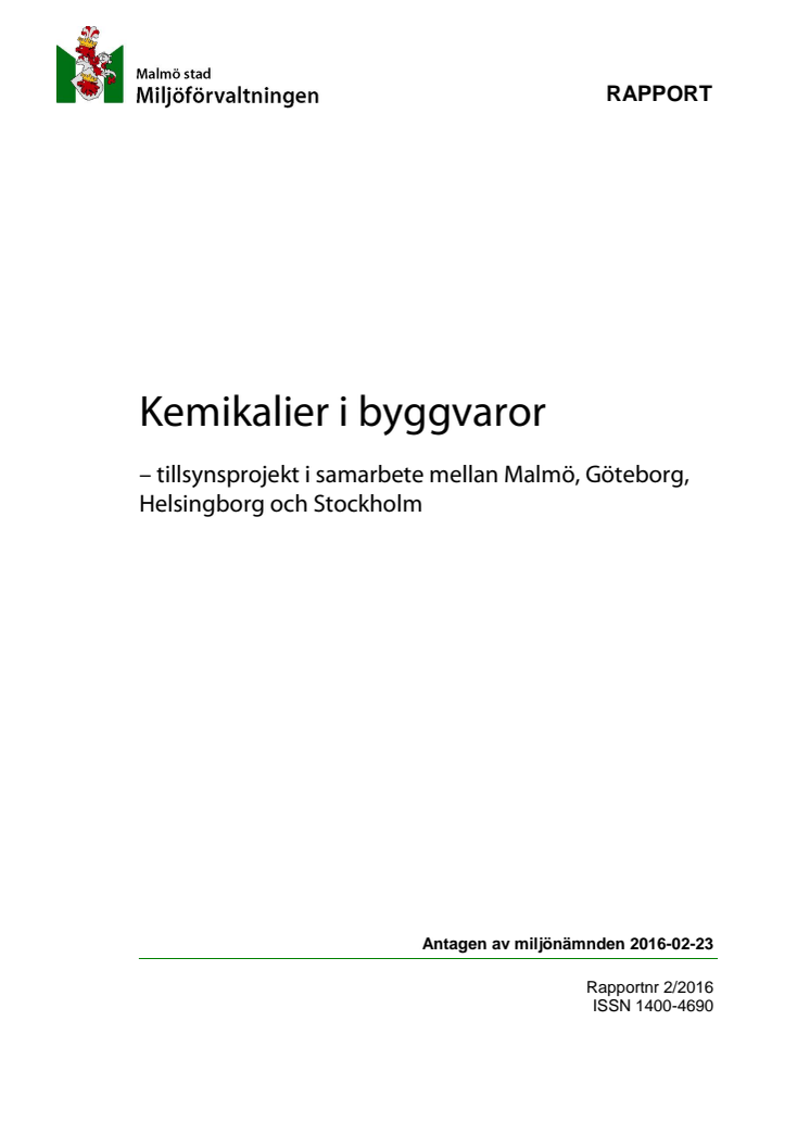 Rapport om kemikalier i varor hos byggvarubutiker