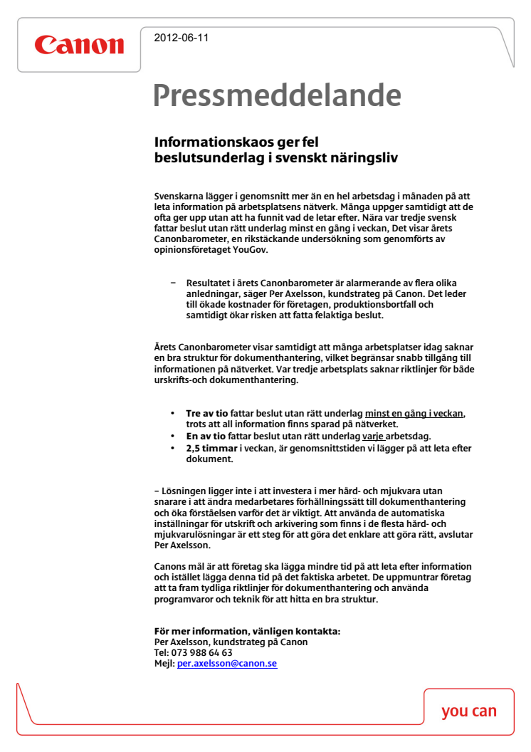 Informationskaos ger fel beslutsunderlag i svenskt näringsliv