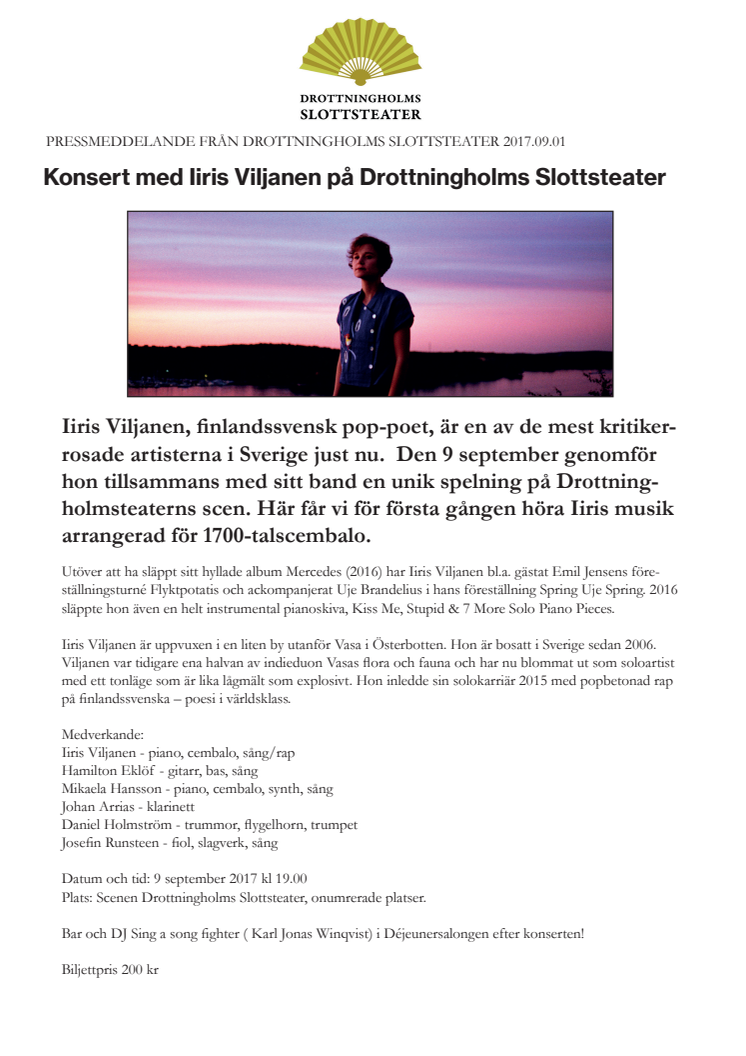 Konsert med Iiris Viljanen på Drottningholms Slottsteater