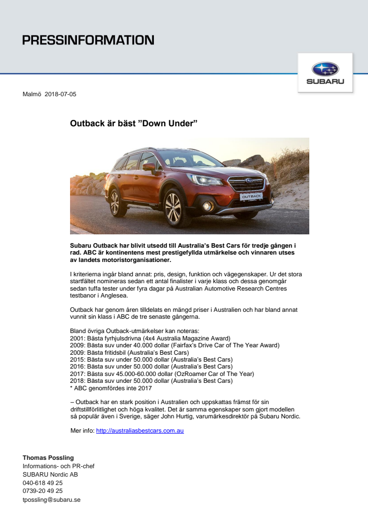 ​​Outback är bäst "Down Under"