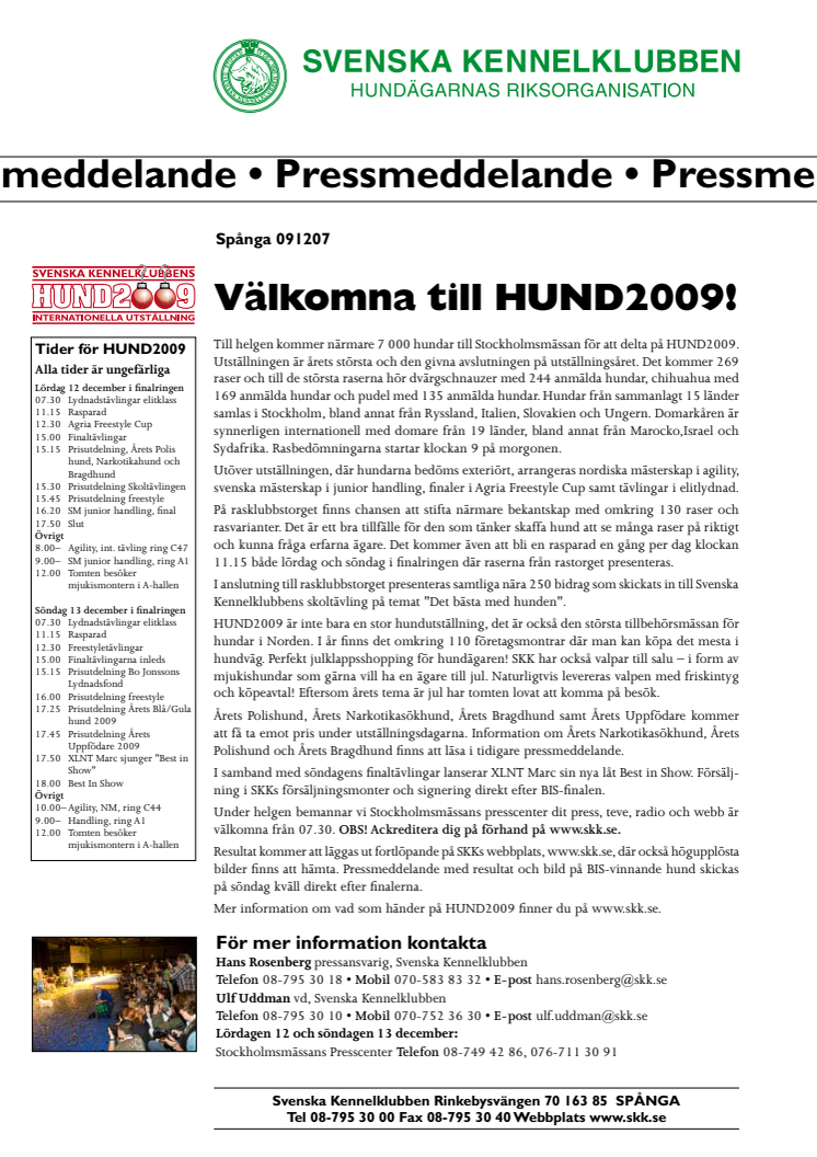 Välkommen till HUND2009