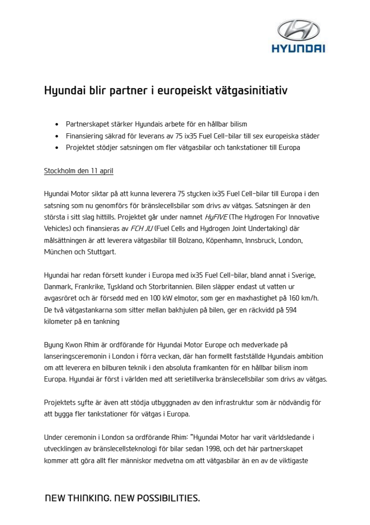 Hyundai blir partner i europeiskt vätgasinitiativ