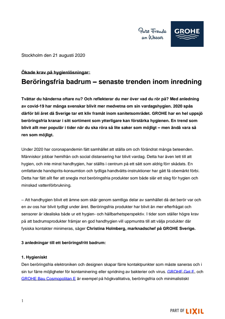 Ökade krav på hygienlösningar: Beröringsfria badrum – senaste trenden inom inredning