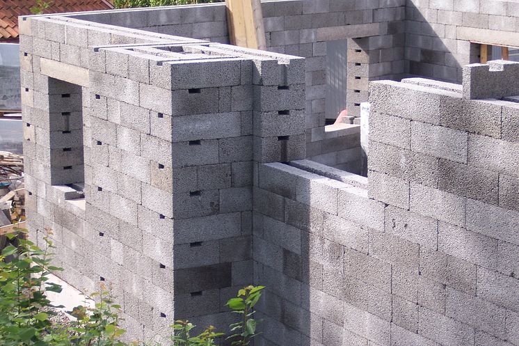 maxit LECA-hus under uppbyggnad