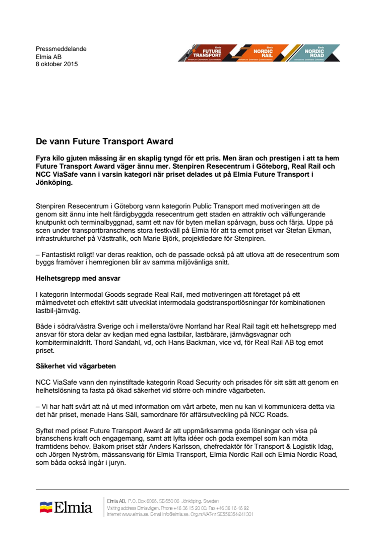 ​De vann Future Transport Award