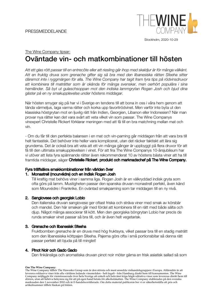 Oväntade vin- och matkombinationer till höstens middagar  