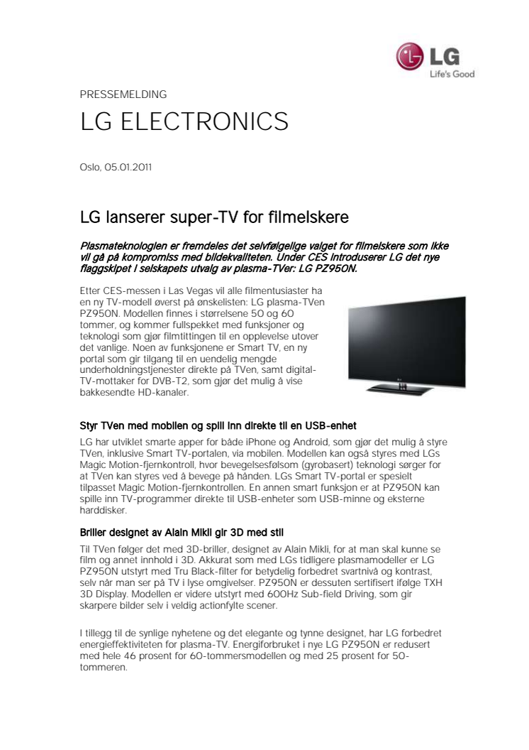 LG lanserer super-TV for filmelskere