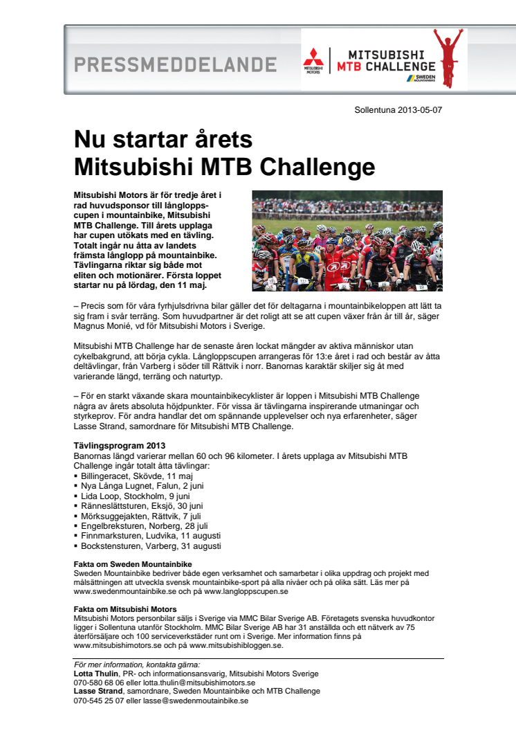 Nu startar årets Mitsubishi MTB Challenge