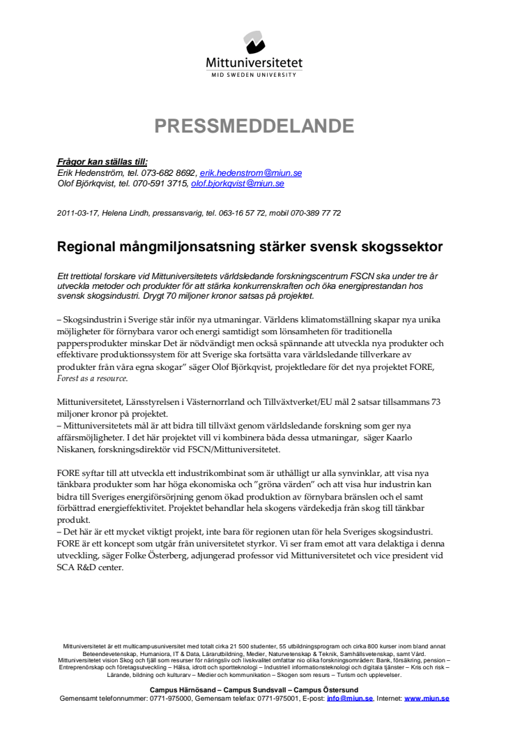 Regional mångmiljonsatsning stärker svensk skogssektor