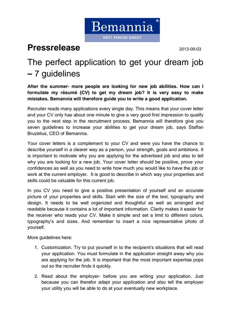 The perfect application to get your dream job – 7 guidelines