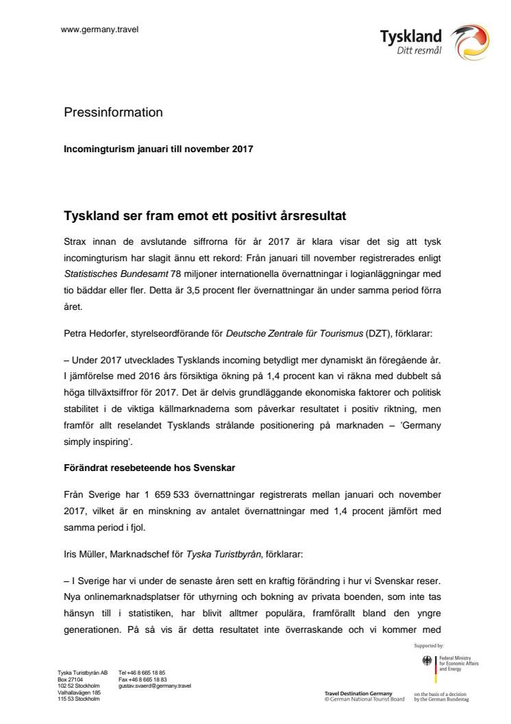 Tyskland ser fram emot ett positivt årsresultat 