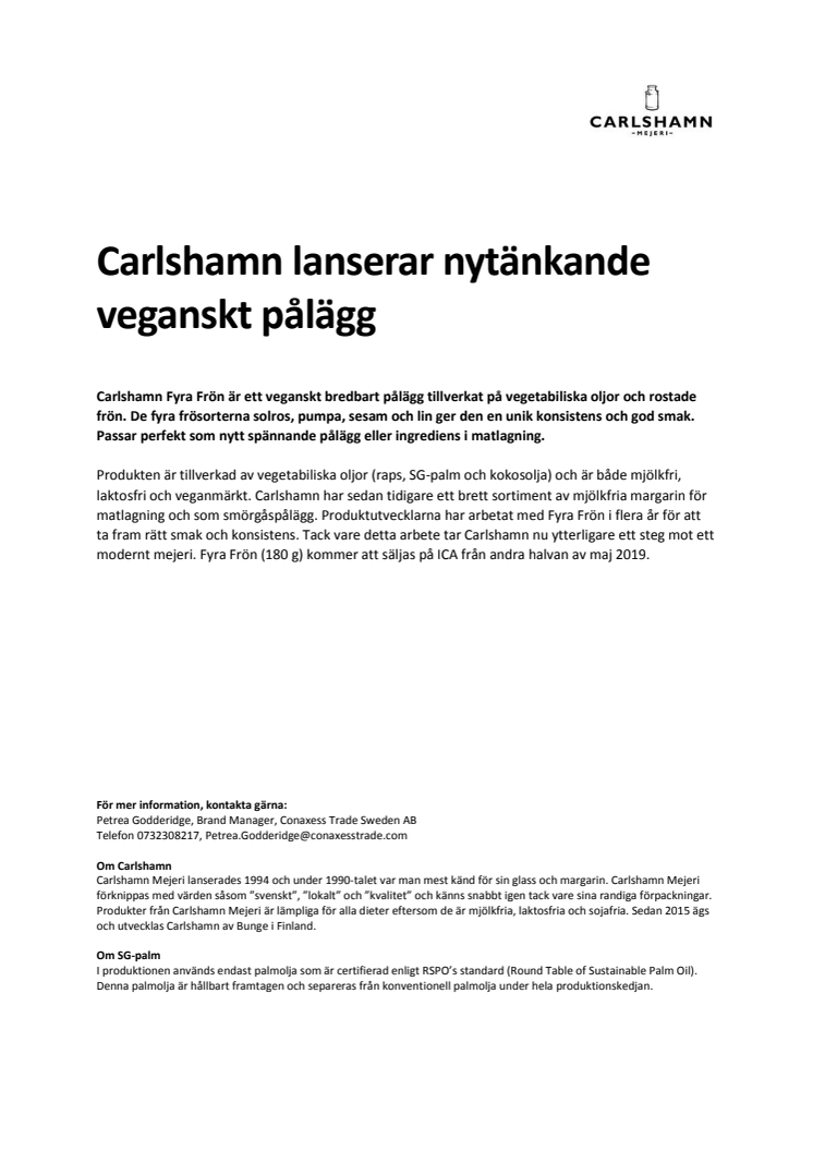 Carlshamn lanserar nytänkande veganskt pålägg