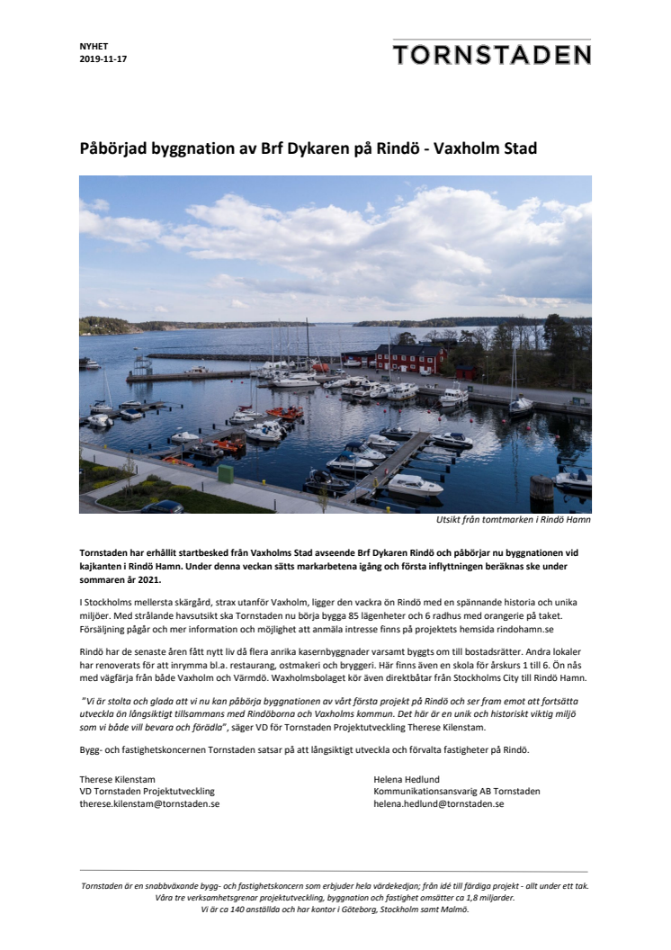 Byggstart för Brf Dykaren på Rindö - Vaxholm