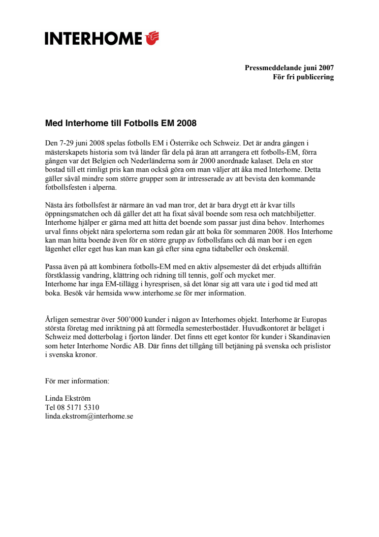Med Interhome till Fotbolls EM 2008