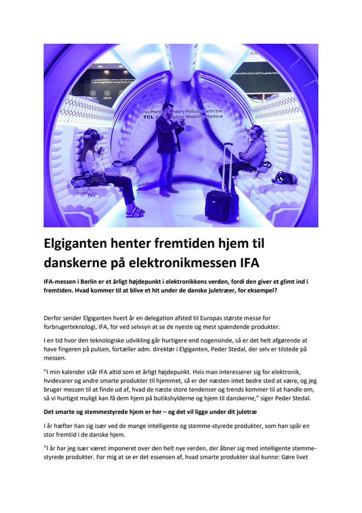 Elgiganten henter fremtiden hjem til danskerne på elektronikmessen IFA i Berlin