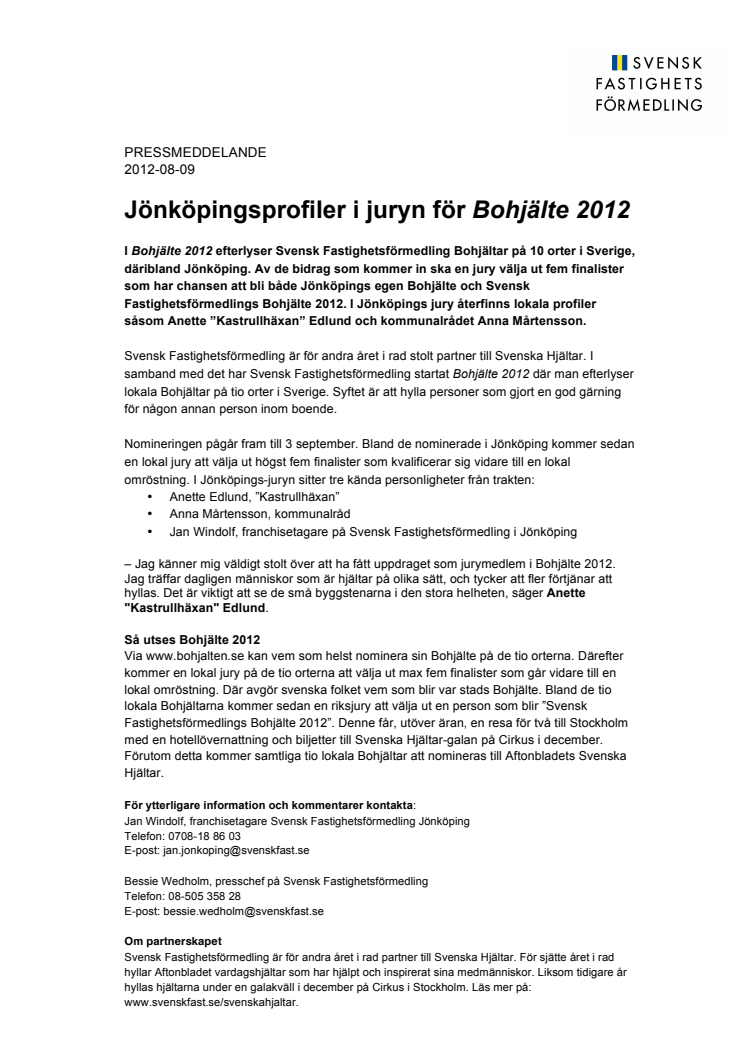 Jönköpingsprofiler i juryn för Bohjälte 2012