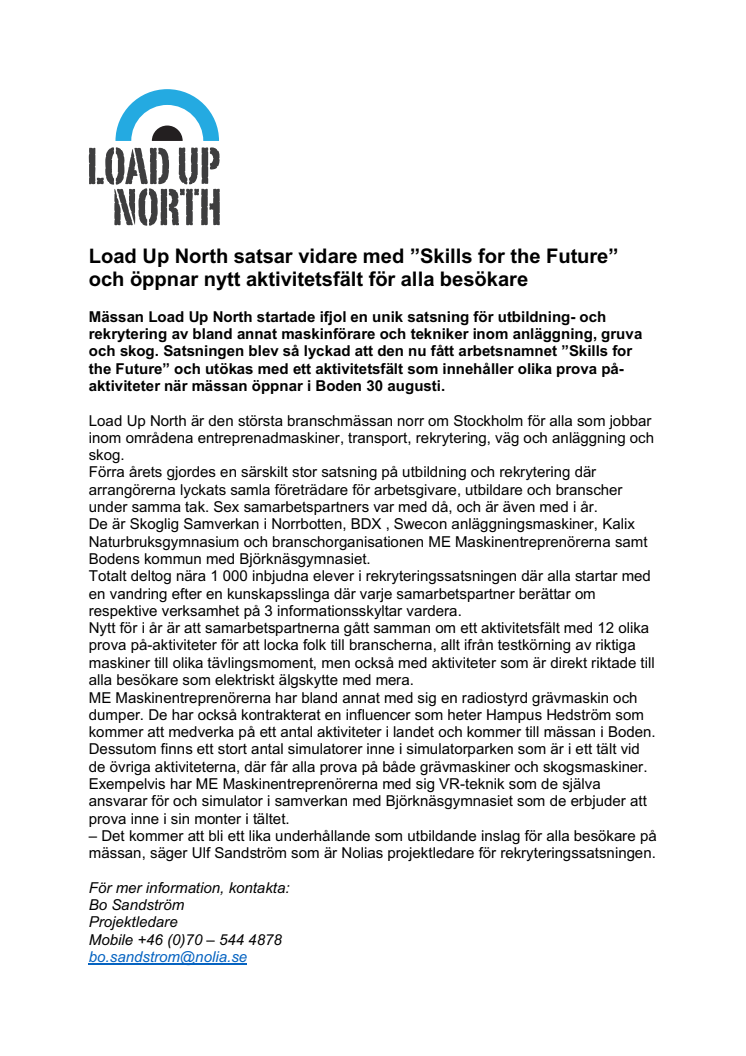 Load Up North satsar vidare med ”Skills for the Future” och öppnar nytt aktivitetsfält för alla besökare