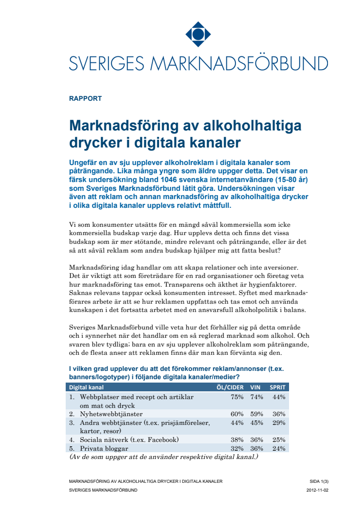 Marknadsföring av alkoholhaltiga drycker i digitala medier