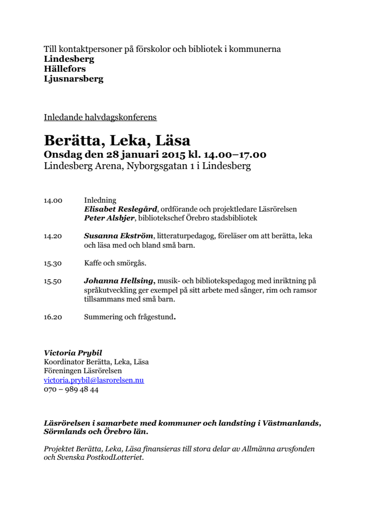 Program Lindesberg 28 jan 2015