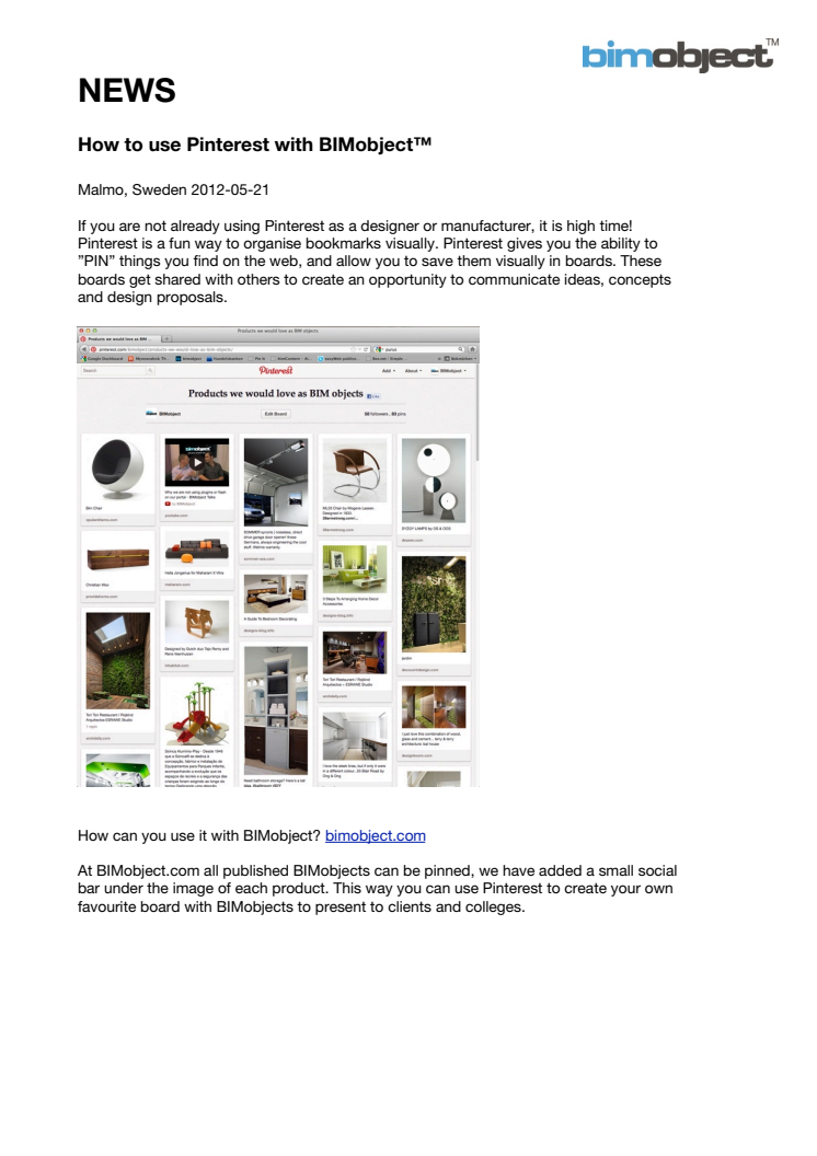 How to use Pinterest with BIMobject™
