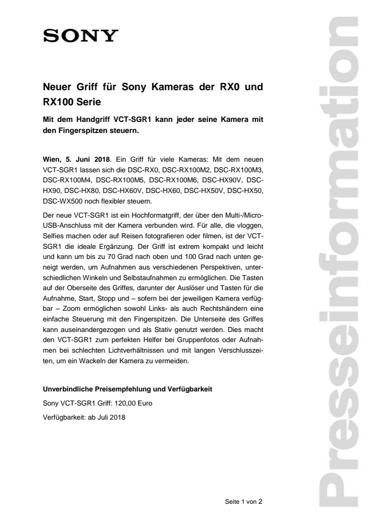Neuer Griff für Sony Kameras der RX0 und RX100 Serie