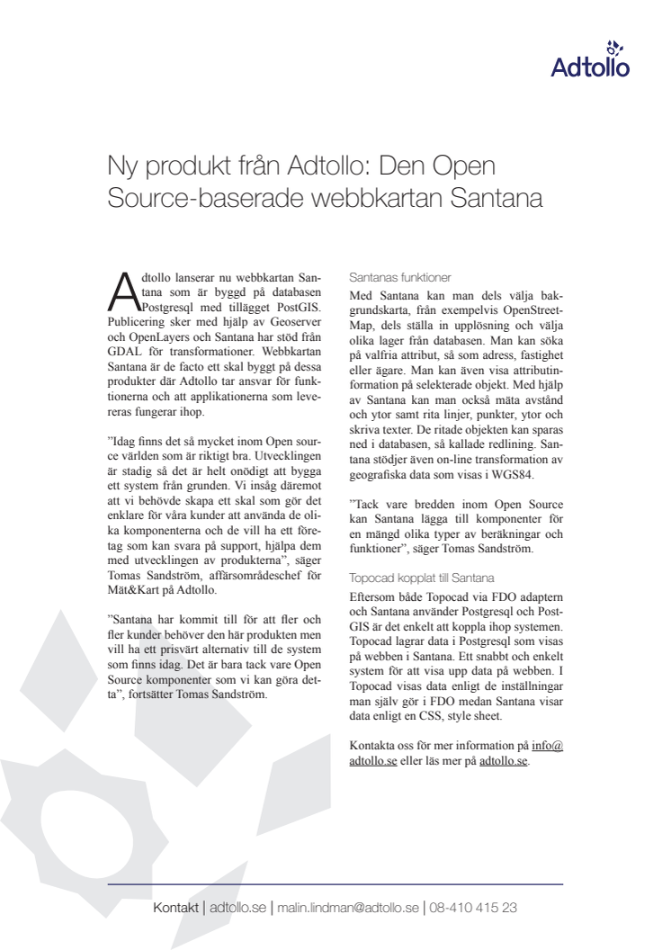 Ny produkt från Adtollo: Den Open Source-baserade webbkartan Santana