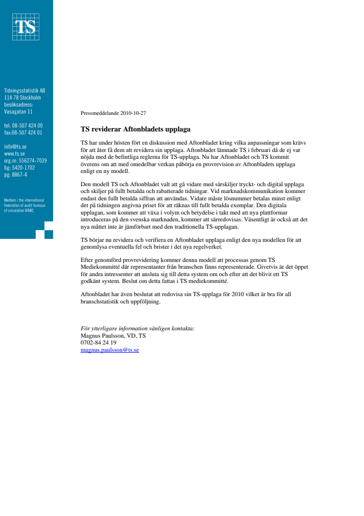 TS reviderar Aftonbladets upplaga