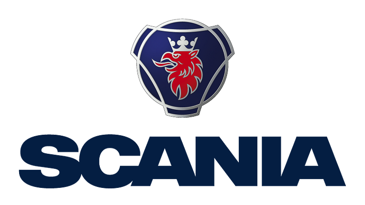 Scania logo pysty sininen teksti