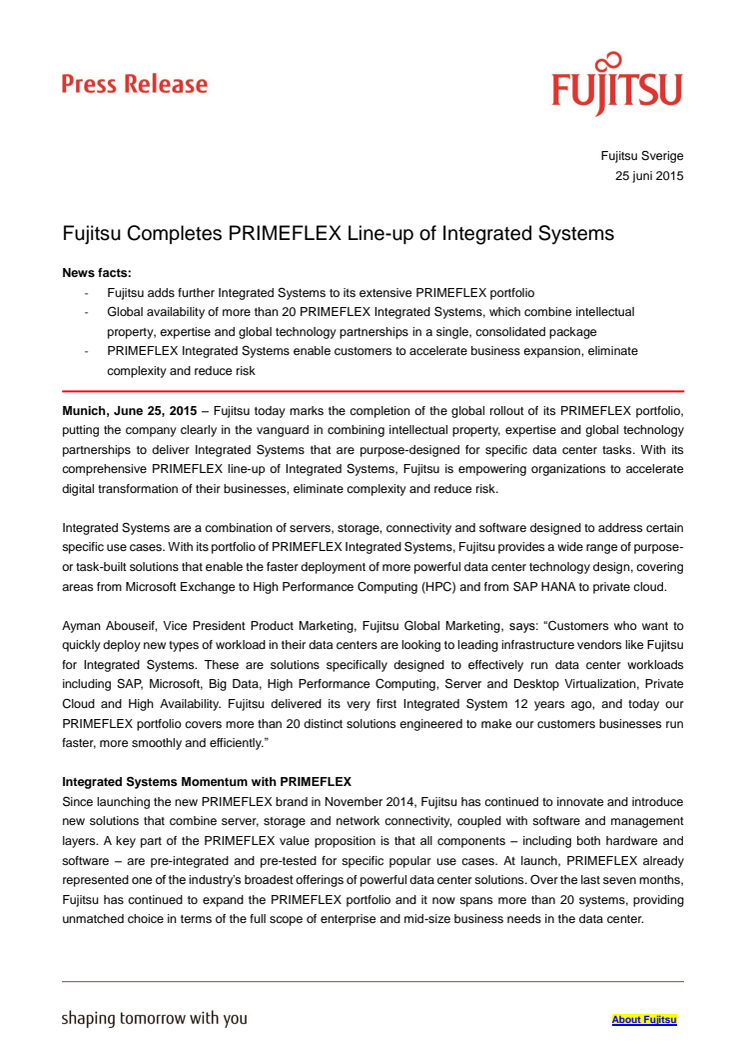 Fujitsu Completes PRIMEFLEX Line-up of Integrated Systems