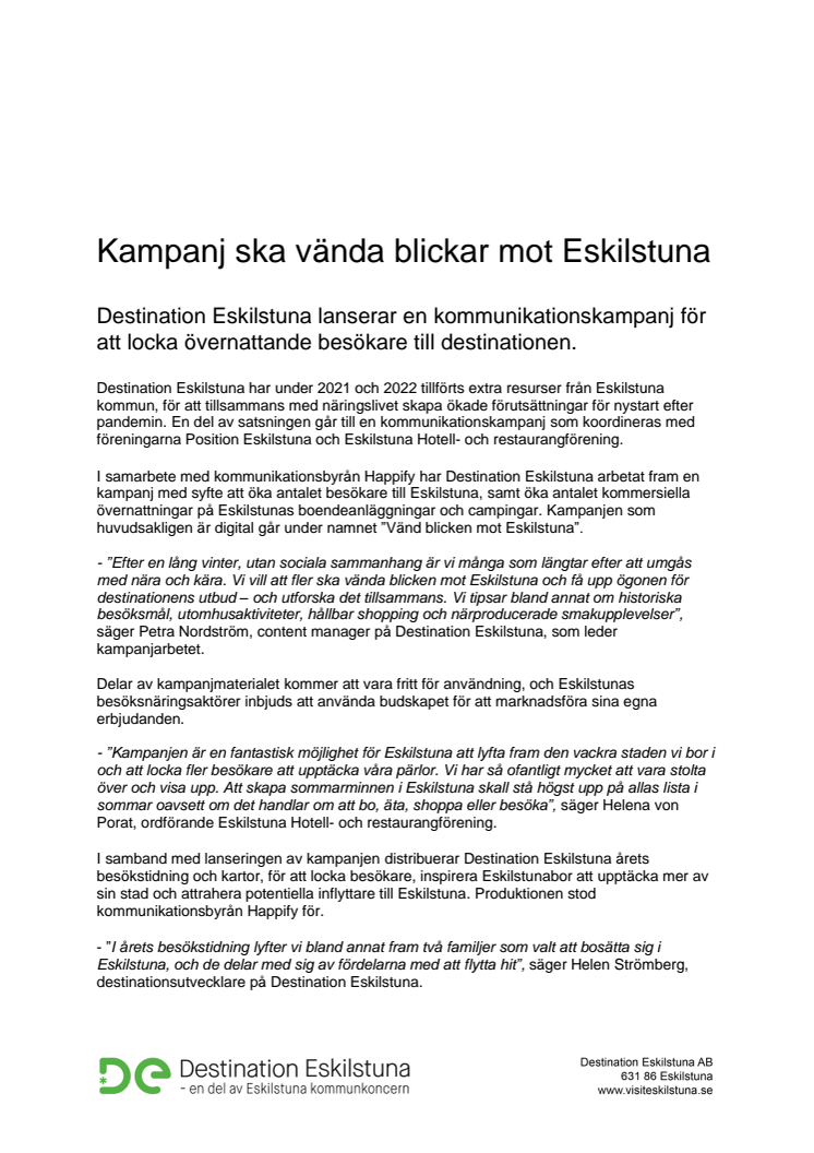 Kampanj ska vända blickar mot Eskilstuna