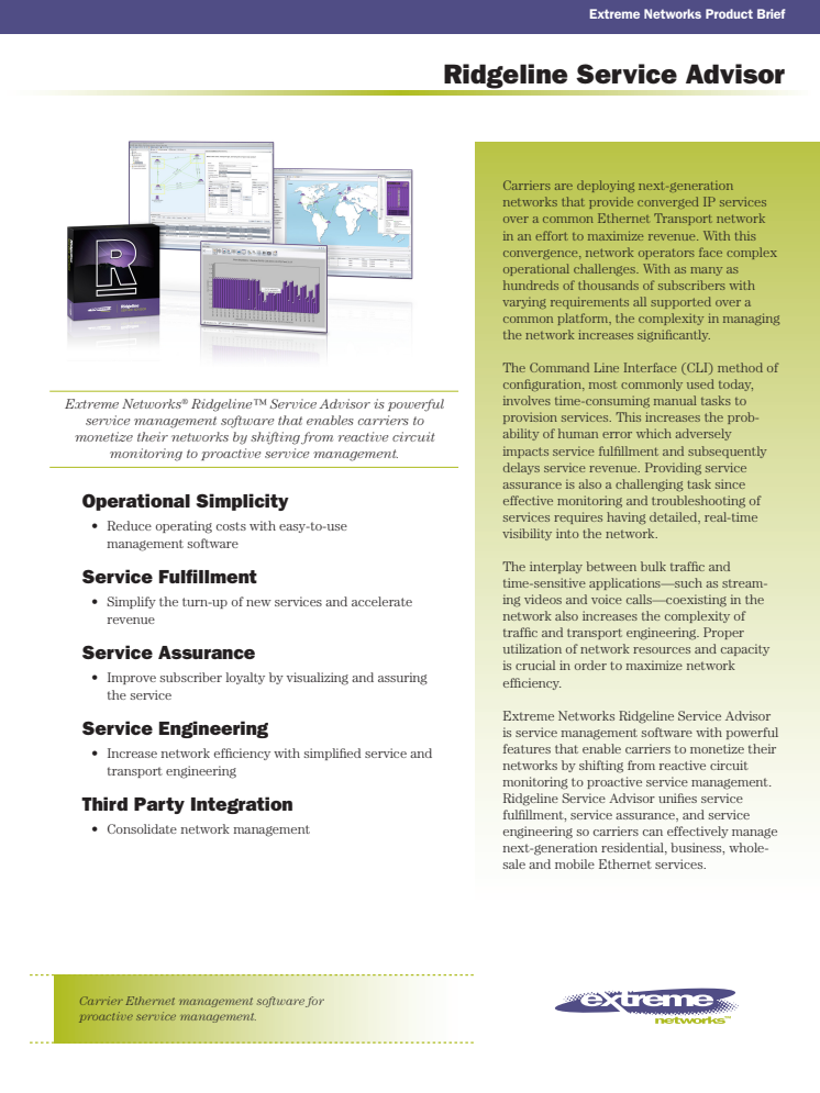 Produktblad om Ridgeline Service Advisor