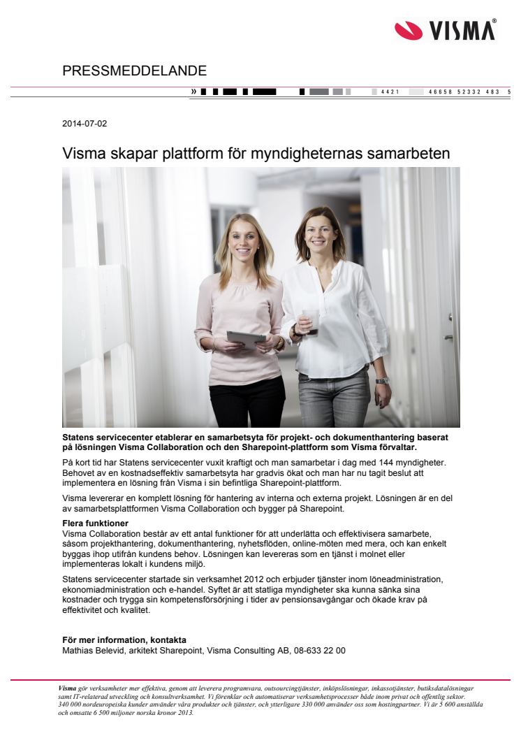 Visma skapar plattform för myndigheternas samarbeten