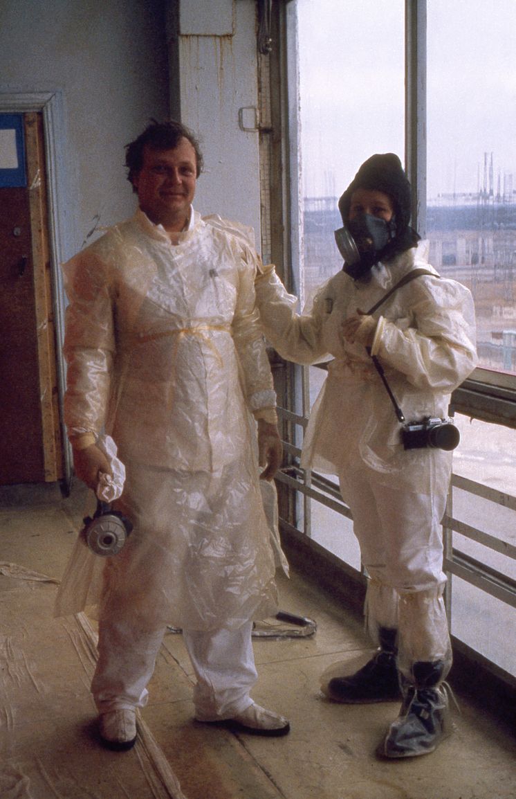 Victoria Ivleva med Igor Mikhailov efter besöket i reaktor 4