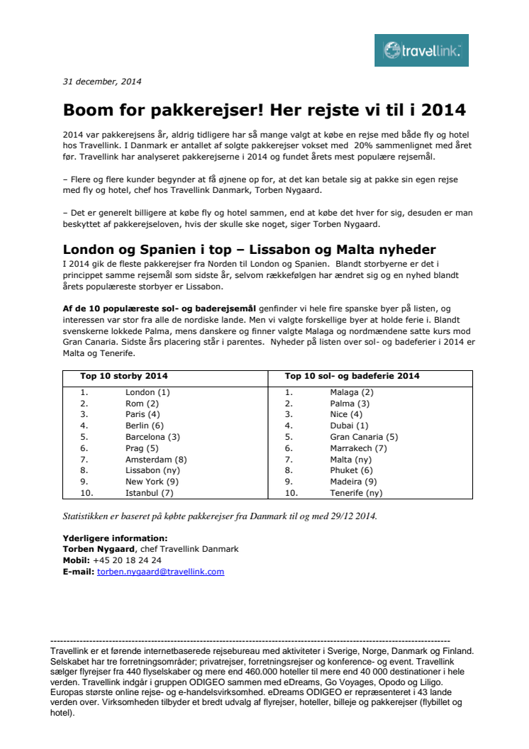 Boom for pakkerejser! Her rejste vi til i 2014