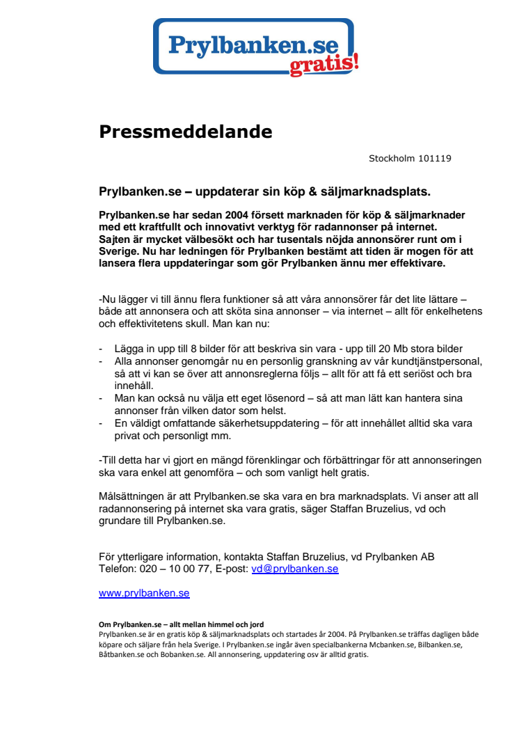 Prylbanken.se – uppdaterar sin köp & säljmarknadsplats igen!