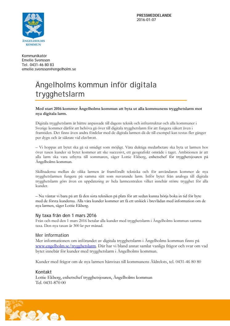 Ängelholms kommun inför digitala trygghetslarm