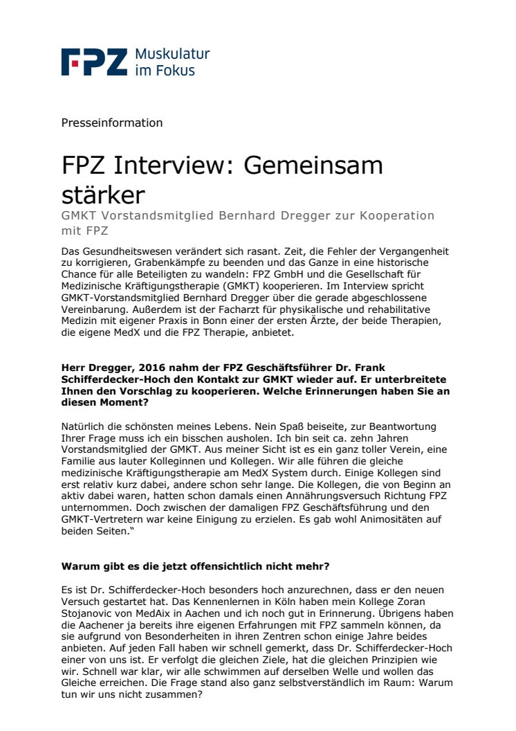 FPZ Interview: Gemeinsam stärker - GMKT Vorstandsmitglied Bernhard Dregger zur Kooperation mit FPZ