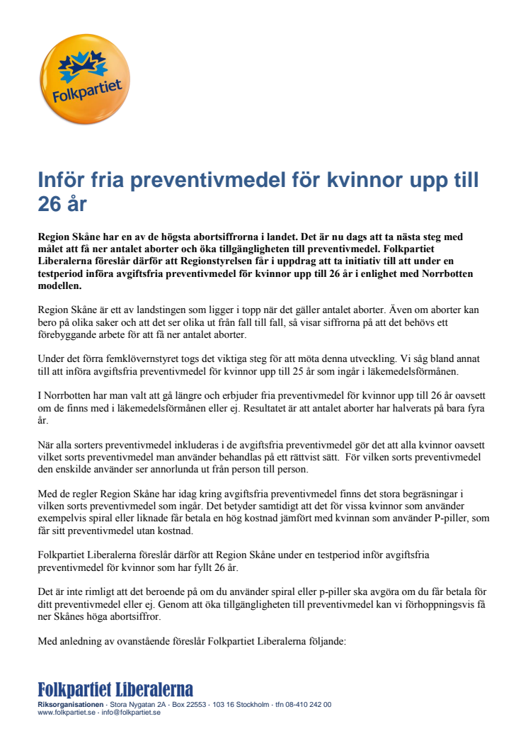 Fria preventivmedel för kvinnor upp till 26 år blir verklighet