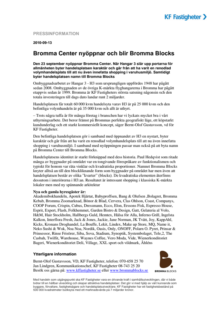 Bromma Center nyöppnar och blir Bromma Blocks