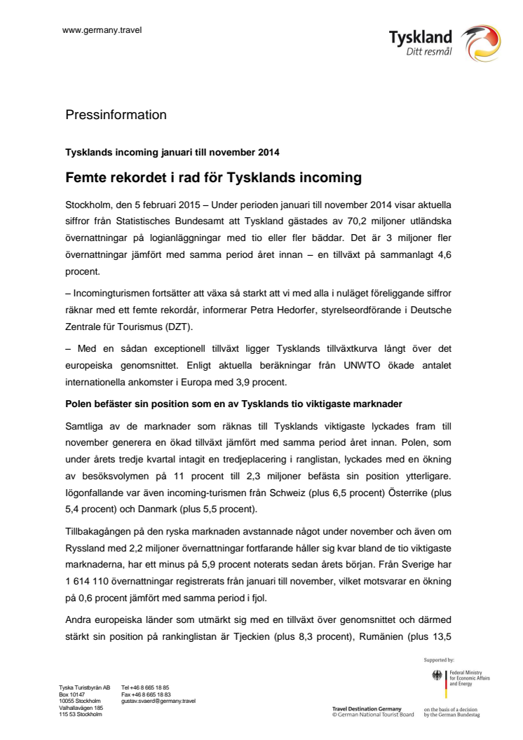 Femte rekordet i rad för Tysklands incoming