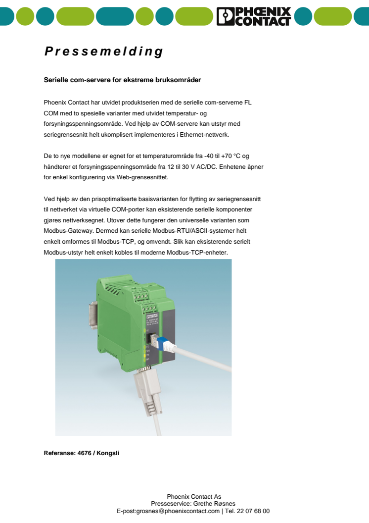 Serielle com-servere for ekstreme bruksområder