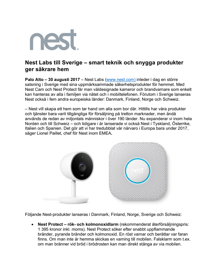 ​Nest Labs till Sverige – smart teknik och snygga produkter ger säkrare hem