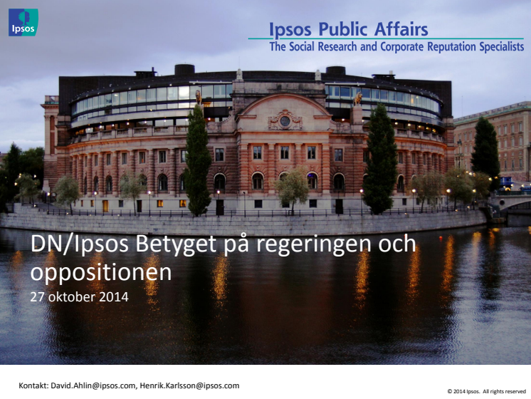DN/Ipsos Betyget på regeringen och oppositionen: Regeringen Löfven tillträder med negativ förtroendebalans