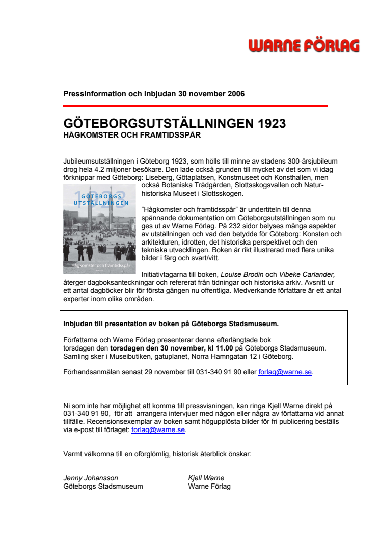 Ny bok om Göteborgsutställningen 1923. 