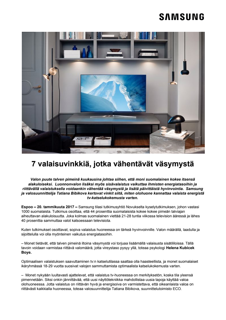 7 valaisuvinkkiä, jotka vähentävät väsymystä
