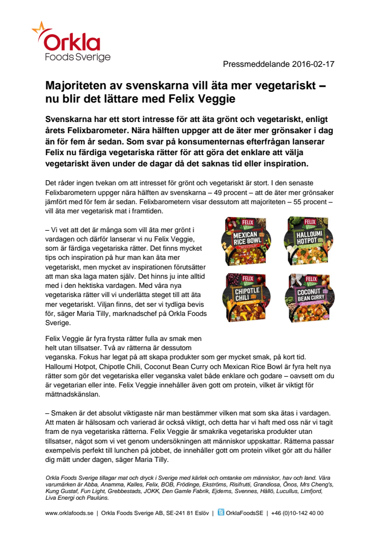 Majoriteten av svenskarna vill äta mer vegetariskt – nu blir det lättare med Felix Veggie