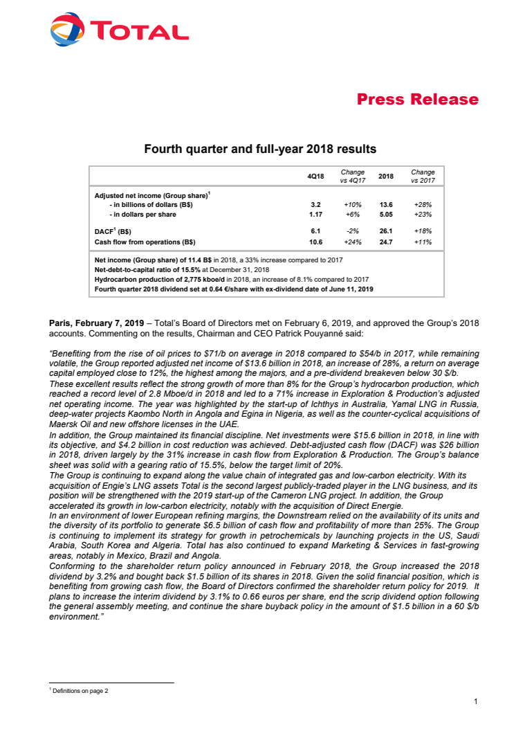 2018 Results & Outlook