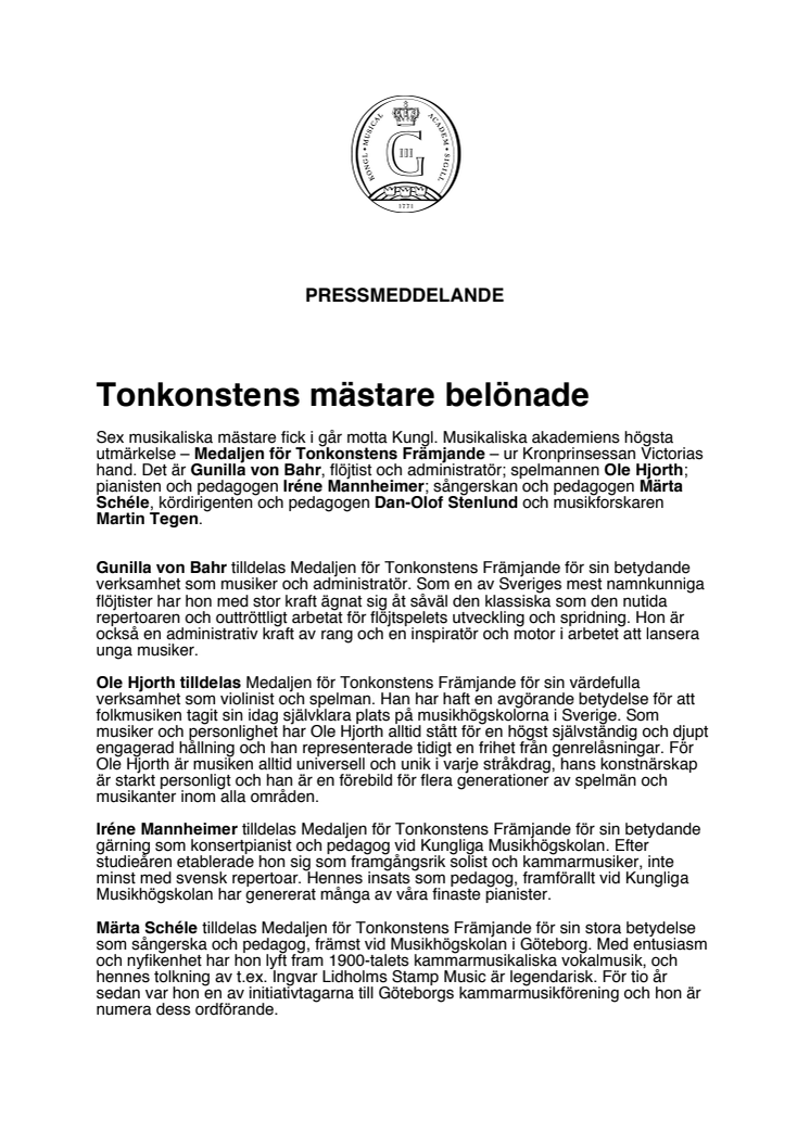 Tonkonstens mästare belönade