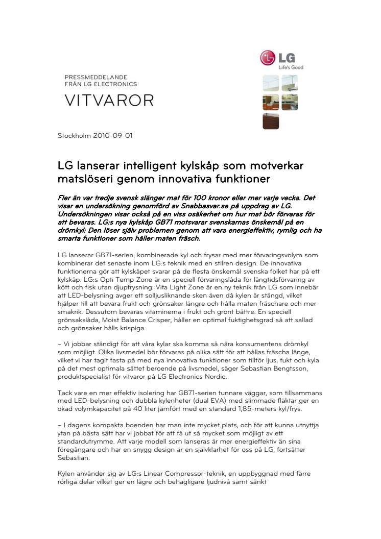 LG lanserar intelligent kylskåp som motverkar matslöseri genom innovativa funktioner 